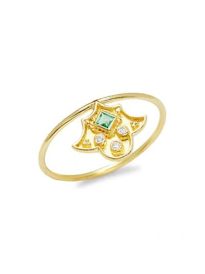 Shop Legend Amrapali Heritage 18k Yellow Gold Emerald & Diamond Ring
