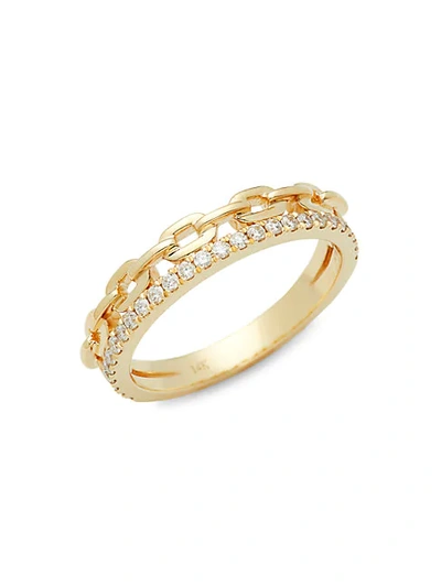 Shop Saks Fifth Avenue 14k Yellow Gold & Diamond Chain Ring