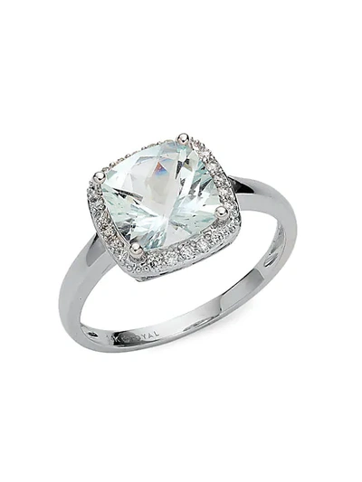 Shop Saks Fifth Avenue 14k White Gold, Aquamarine & Diamond Ring