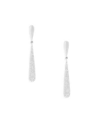 Shop Saks Fifth Avenue Diamond 14k White Gold Linear Drop Earrings