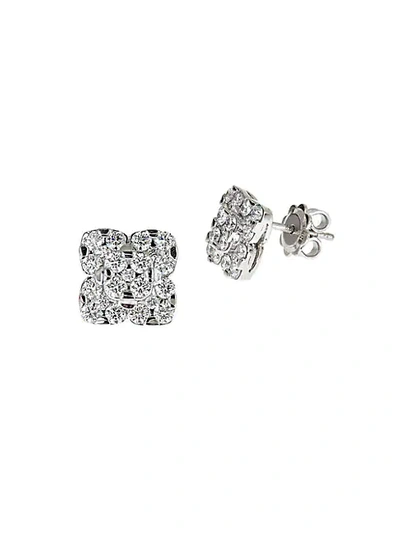 Shop Saks Fifth Avenue 18k White Gold & Diamond Clover Stud Earrings