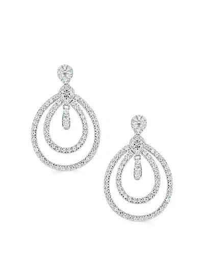 Shop Saks Fifth Avenue Diamond And 18k White Gold Channel Dangle Earrings