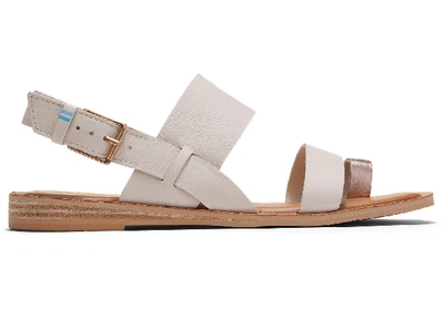 Shop Toms Off White Rose Gold Leather Women's Freya Sandals In Off White/rose Gold