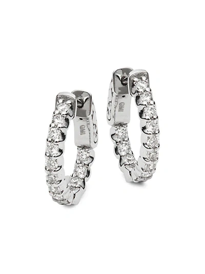 Shop Saks Fifth Avenue 14k White Gold & Diamond Hoop Earrings