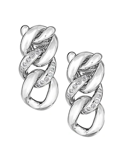 Shop Saks Fifth Avenue 18k White Gold & White Diamond Chain Dangling Earrings