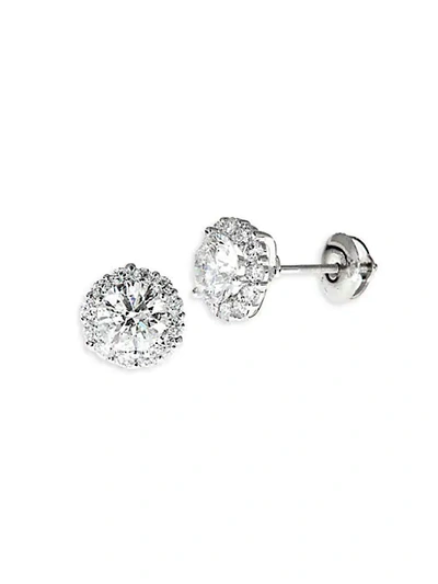 Shop Saks Fifth Avenue 18k White Gold & White Diamond Flower Stud Earrings