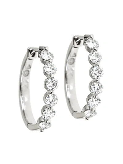 Shop Saks Fifth Avenue 14k White Gold & White Diamond Hoop Earrings