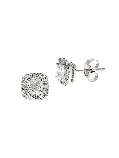 Shop Saks Fifth Avenue 18k White Gold & White Diamond Cushion Stud Earrings