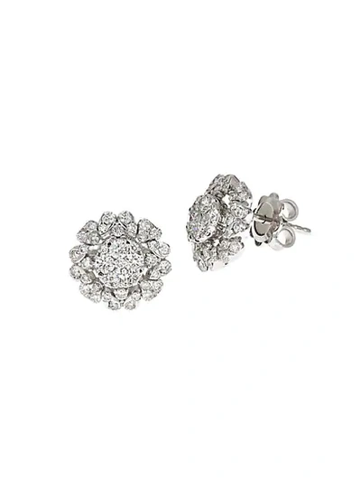 Shop Saks Fifth Avenue 14k White Gold & White Diamond Flower Stud Earrings