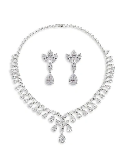 Shop Eye Candy La Jennifer Rhodium-plated & Crystal Earrings & Necklace Jewelry Set