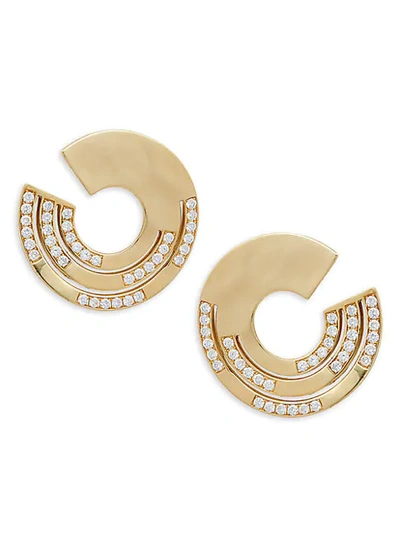 Shop Ippolita Senso 18k Yellow Gold Diamond Disc Hoop Earrings