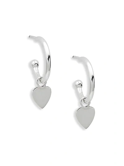 Shop Saks Fifth Avenue 14k White Gold Heart Charm Hoop Earrings