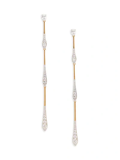 Shop Adriana Orsini Rhodium-plated, Goldplated Sterling Silver & Crystal Linear Earrings