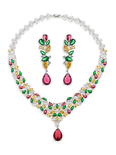 Shop Eye Candy La The Luxe Kate Silvertone & Crystal Necklace & Earrings Set