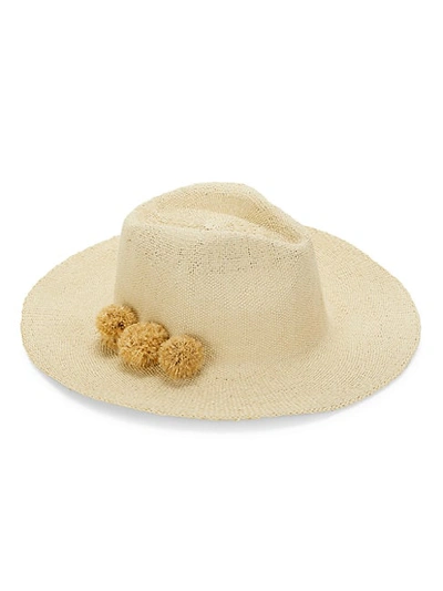 Shop Hat Attack Escape Pom-pom Straw Hat In Natural