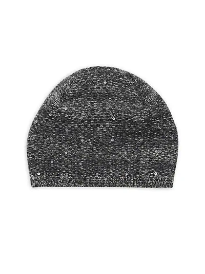 Shop Carolyn Rowan Scattered Sequins Baggy Cashmere Beanie In Black Combo