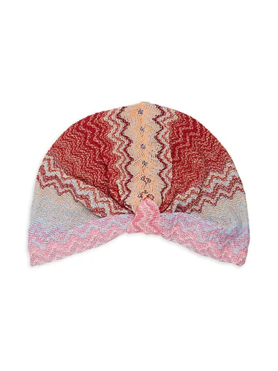 Shop Missoni Knit Chevron Turban In Pink Multi