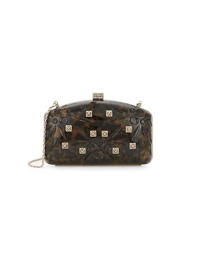 Shop Valentino Studded Convertible Clutch In Brown