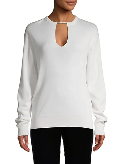 Shop Chloé Silk & Cotton-blend Sweater In Milk