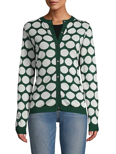 Shop Marni Button-front Cotton-blend Cardigan In Emerald