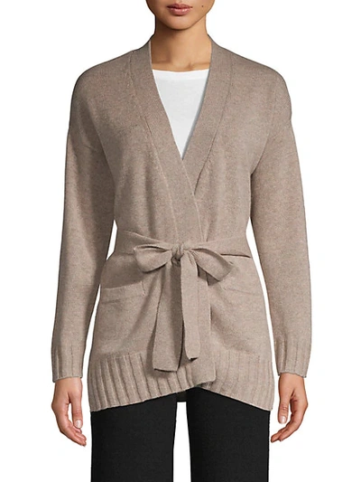 Shop Amicale Belted Cashmere Cardigan In Black