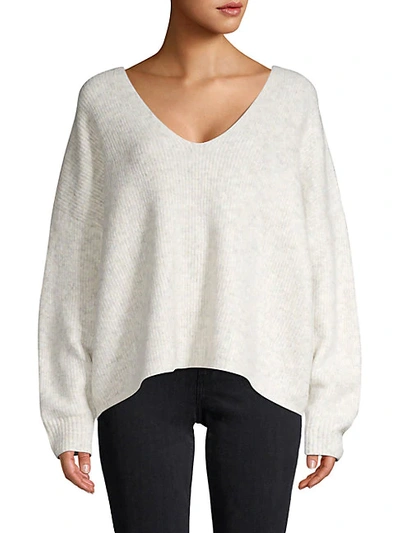 Shop French Connection Ribbed V-neck Sweater In Dove Grey