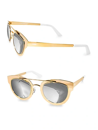 Shop Aqs 49mm Jolene Round Metallic Sunglasses