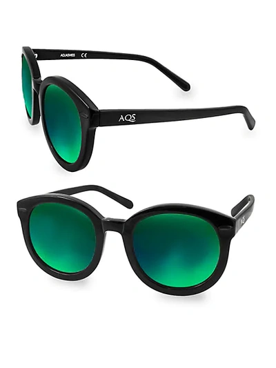 Shop Aqs Betty 51mm Round Sunglasses In Green