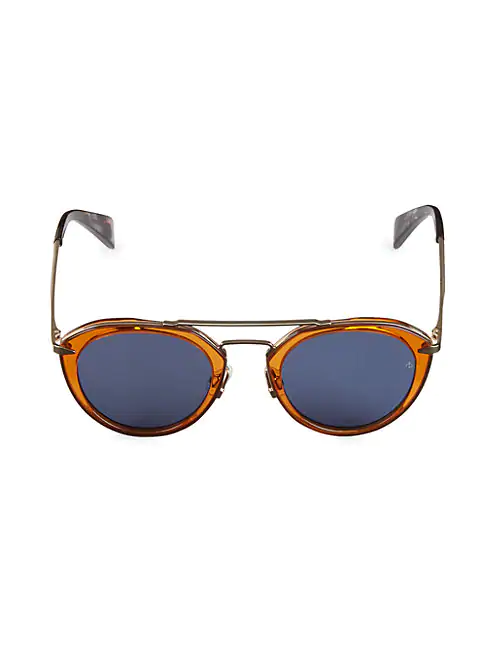 Rag Bone 49mm Round Sunglasses In Blue Brown Modesens