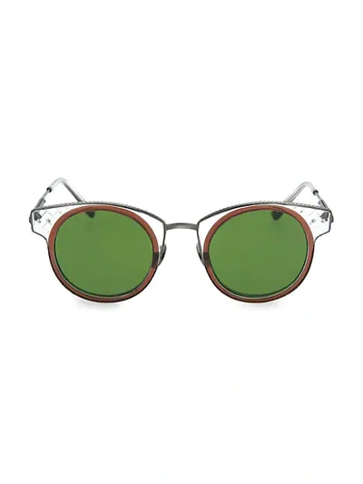 Shop Bottega Veneta Novelty 46mm Round Sunglasses In Green