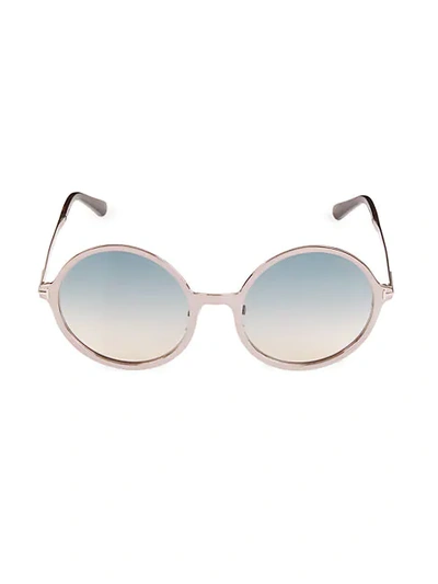 Shop Tom Ford 57mm Round Sunglasses In Blue