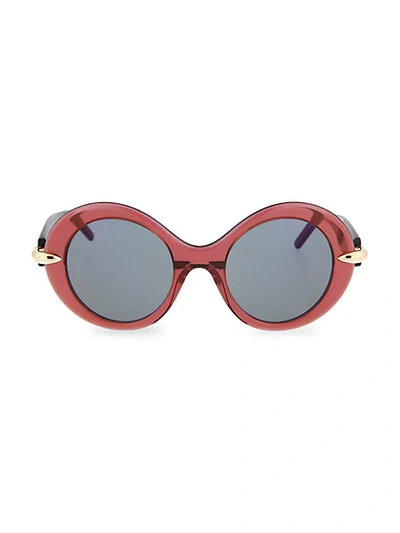 Shop Pomellato Novelty 51mm Round Sunglasses In Rust