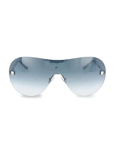 Shop Boucheron Women's Novelty 99mm Shield Metal Sunglasses In Silver