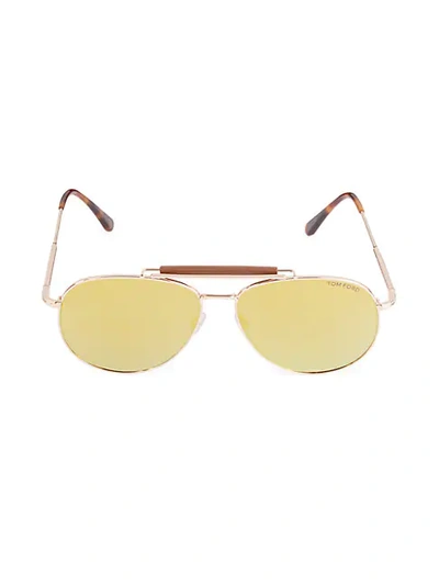 Shop Tom Ford 60mm Aviator Sunglasses In Gold