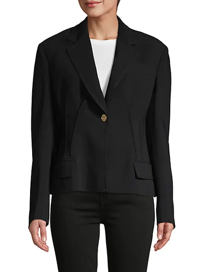 Shop Versace Long-sleeve Notch Collar Jacket In Black
