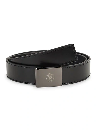 Shop Roberto Cavalli Logo Buckle Leather Belt In Black