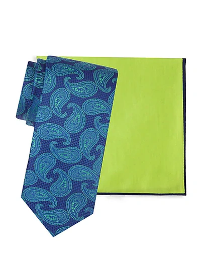 Shop Ted Baker 2-piece Silk Tie & Pocket Square Set In Blue
