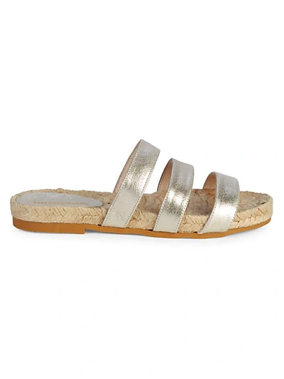 Shop Saks Fifth Avenue Peggy Metallic Leather Espadrilles In Gold