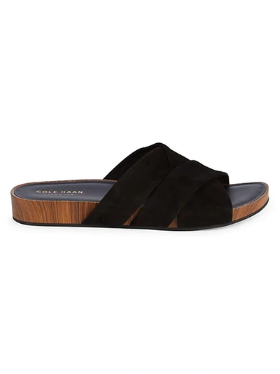 Shop Cole Haan Braelyn Footbed Suede Sandals In Black