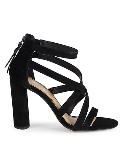 Shop Splendid Stuart Block Heel Suede Sandals In Black