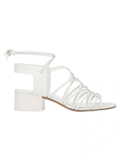 Shop Vince Beamont Leather Strappy Ankle Wrap Sandals In Off White