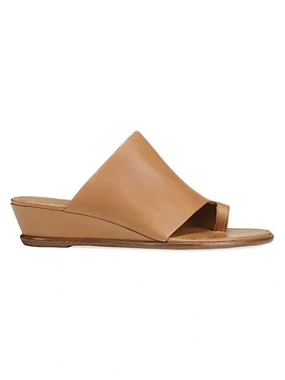 Shop Vince Darla Leather Toe-strap Wedge Sandals In Almond