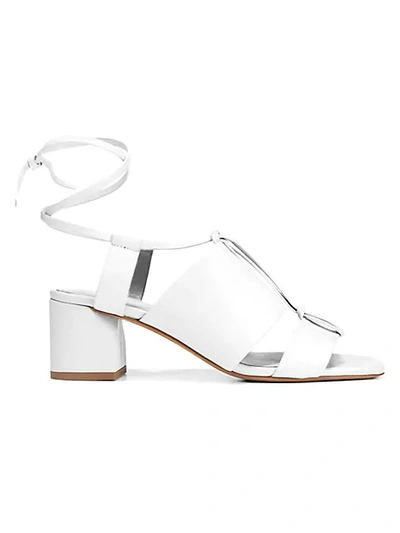 Shop Vince Dunaway Ankle-wrap Leather Sandals In Ivory