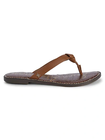 Shop Sam Edelman Giles Knotted Leather Flip Flops In Saddle