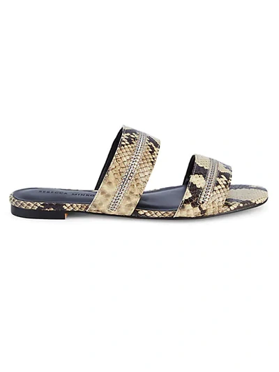 Shop Rebecca Minkoff Marciann Too Zipper Snake-print Sandals In Butter