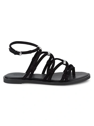 Shop Rebecca Minkoff Sarle Suede-strap Sandal Flats In Black
