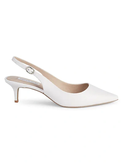 Shop Saks Fifth Avenue Daria Leather Kitten-heel Slingback Pumps In White