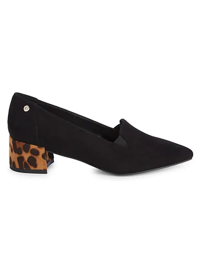 Shop Anne Klein Leopard-print Heel Pumps In Black