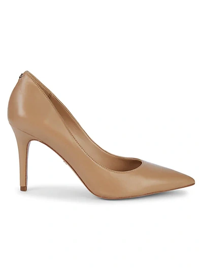 Shop Sam Edelman Margie Pointed Toe Leather Pumps In Nude Tan