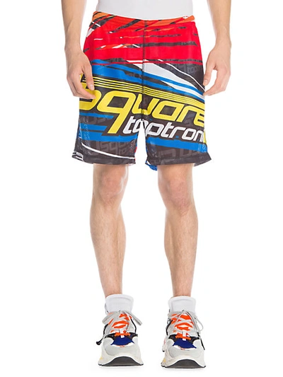 Shop Dsquared2 Taptronic Graphic Perforated Shorts In Multi